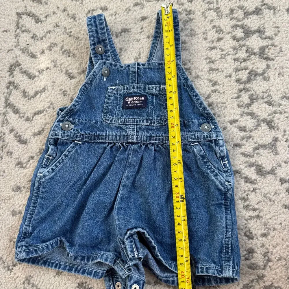 Vtg OshKosh Denim Shortalls Size 6-9M